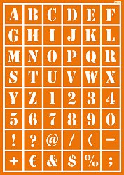 Textilschablone Buchstaben, ABC, Alphabet, Zahlen