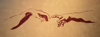 Wandschablone Hände, Michelangelo (und nicht Da Vinci)